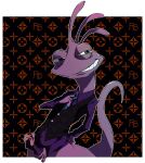  1boy bashou_tokage colored_skin green_eyes lizard_tail male_focus monster monsters_inc. no_humans personification purple_skin randall_boggs sharp_teeth slit_pupils solo tagme tail teeth 