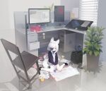  1girl absurdly_detailed_composition animal_ears azur_lane black_shoes blazer blue_bow blue_eyes blue_jacket blue_shirt blue_skirt blush bow child&#039;s_drawing chinese_commentary closed_mouth collared_shirt commentary_request fox_ears fox_girl fox_tail hair_bow hair_over_one_eye highres indoors jacket kasumi_(at_school_with_foo)_(azur_lane) kasumi_(azur_lane) kasumi_1118 layered_sleeves loaded_interior long_hair manjuu_(azur_lane) miniskirt official_alternate_costume pantyhose plaid_bow plaid_clothes plaid_skirt school_uniform shirt shoes skirt sleeves_past_wrists solo sweater tail white_pantyhose white_sweater 