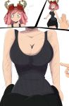  absurd_res blush breasts chickenfoot cleavage clothed clothing comic disembodied_hand duo female hatsume_mei hi_res humanoid my_hero_academia not_furry solo_focus 