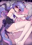  1girl absurdres after_anal after_vaginal animal_ears breasts bridal_gauntlets chinese_commentary closed_mouth commentary_request cum cum_in_ass cum_in_pussy cumdrip elbow_gloves gloves heart heterochromia high-waist_skirt highres horse_ears horse_girl horse_tail hugging_object imazawa large_breasts large_variant_set long_hair looking_at_viewer lying miniskirt multicolored_hair no_shoes on_side original paid_reward_available pillow pink_hair pleated_skirt purple_hair purple_skirt red_eyes shirt sideboob sideless_shirt skirt solo speech_bubble spoken_heart stuffed_animal stuffed_toy tail tentacles thighhighs two-tone_hair variant_set white_gloves white_shirt white_thighhighs yellow_eyes 