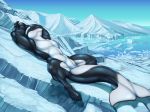  animal_genitalia anthro blue_eyes cetacean fin genital_slit glacier iceberg jackrow landscape looking_at_viewer lying male mammal marine nude on_back orca slit solo spread_legs spreading tail_fin thick_tail whale 