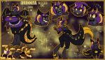big_breasts breasts canid canine chain demon destruteka female fontozzio_anima gold hair headgear hi_res horn hybrid lamp long_hair mammal mature_female model_sheet original_race oronnita tail tail_mouth unusual_anatomy unusual_tail