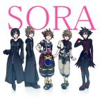  4boys black_coat_(kingdom_hearts) blue_eyes brown_hair character_name cloak commentary fingerless_gloves full_body gloves hood hooded_cloak jewelry kingdom_hearts kingdom_hearts_358/2_days kingdom_hearts_birth_by_sleep kingdom_hearts_ii lowres mizuno_(iori-amu) multiple_boys necklace roxas short_hair sora_(kingdom_hearts) spiked_hair vanitas ventus xion_(kingdom_hearts) 