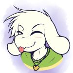  2018 asriel_dreemurr blush caprine crackers cub goat jewelry mammal necklace smile tongue tongue_out undertale video_games young 