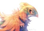  feathers from_side gen_6_pokemon hawlucha light_particles manino_(mofuritaionaka) no_humans parted_lips pokemon pokemon_(creature) signature simple_background white_background 