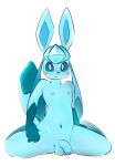  anthro anthrofied balls blue_sclera blush eeveelution elpatrixf flaccid glaceon humanoid_penis looking_at_viewer male mammal navel nintendo nipples nude penis pok&eacute;mon pok&eacute;mon_(species) solo spread_legs spreading uncut video_games 