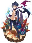  bare_chest belt black_footwear black_hair black_pants cactus choker closed_mouth disgaea faux_figurine flower full_body gloves harada_takehito ice jacket killia_(disgaea) looking_at_viewer makai_senki_disgaea_5 makai_wars male_focus messy_hair navel official_art orange_eyes pants pointy_ears serious shoes solo standing transparent_background wings 