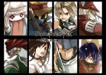  1boy 3girls 4boys adelbert_steiner amarant_coral anniversary arm_belt armor ascot bare_shoulders beard bib black_border black_choker black_mage_(final_fantasy) blonde_hair blue_ascot blue_coat blue_eyes blue_wrist_cuffs border bow breasts brown_eyes brown_hair burmecian chef_hat choker clenched_teeth closed_eyes coat colored_skin copyright_name dated dreadlocks earrings eiko_carol facial_hair fighting_stance final_fantasy final_fantasy_ix fire flaming_sword flaming_weapon fork freya_crescent furrowed_brow garnet_til_alexandros_xvii gloves green_vest grey_gloves grey_skin hair_bow hair_over_eyes hat helmet holding holding_fork holding_polearm holding_staff holding_sword holding_weapon hoop_earrings horns instrument jewelry long_hair medium_breasts mouse_girl multiple_boys multiple_girls music neck_ribbon open_mouth overalls parted_bangs pendant plate_armor playing_flute playing_instrument polearm quina_quen red_coat red_hair red_helmet ribbon shirt shoulder_armor shoulder_tattoo single_horn staff sword takase_toho tattoo teeth tongue tongue_out twitter_username upper_body vest vivi_ornitier weapon white_background white_shirt winged_helmet wizard_hat wrist_cuffs yellow_bow yellow_eyes yellow_overalls zidane_tribal 