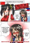  annamakko-tan black_hair blush china china_dress chinese_clothes comic dress flower hair_flower hair_ornament long_hair multiple_girls open_mouth original people's_republic_of_china_flag philippine_flag philippines real_life romaji short_hair smile subtitled translation_request tsundere 