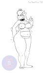  2018 3_toes 4_fingers alternate_species breasts collar crown female koopa mario_bros monochrome mostly_nude navel nintendo nipples princess_peach scalie simple_background solo spiked_collar spikes tairedfox toes video_games white_background 