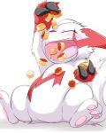  2015 3_toes anthro chirasgi claws eating nintendo open_mouth pawpads pok&eacute;mon pok&eacute;mon_(species) sitting solo teeth toes video_games zangoose 