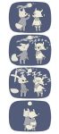  2015 4koma anthro canine caprine chibi clothed clothing comic duo eyes_closed female fur goat hair howl hug japanese_text male mammal moon night onomatopoeia open_mouth outside pointing s1120411 school_uniform smile sound_effects text uniform wolf 