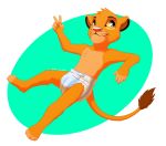  anthro cub diaper disney feline furrychrome lion lying male mammal peace_(disambiguation) simba smile solo the_lion_king young 