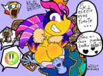  arachnid arthopod arthropod avian bee bird breasts cleavage clothed clothing eyelashes feather_boa female floating_hands insect k&iacute;bito_&aacute;yame king_dedede kirby kirby_(series) nintendo open_mouth open_smile penguin queen_sectonia simple_background smile spanish_text spider taranza text video_games waddling_head 