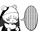  2018 alpha_channel animated anthro bear blush boxf breasts dialogue digital_media_(artwork) embarrassed english_text epilepsy_warning female mammal monochrome nun nun_(itsunknownanon) solo standing text 