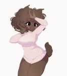  anthro blush bottomless breasts clothed clothing darkie_(yeagar) eyelashes feline female fully_clothed hi_res lynx mammal open_mouth pose solo sweater thick_thighs wide_hips yeagar 