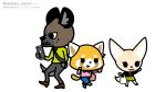  aggressive_retsuko brown_fur canine cellphone clothed clothing eyelashes female fennec fenneko fox fur grey_tail haida hyena inner_ear_fluff male mammal necktie official_art orange_fur phone red_panda retsuko sanrio simple_background striped_tail stripes white_background white_fur 