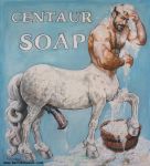  beard black_hair blue_background body_hair centaur chest_hair english_text equine equine_taur facial_hair hair half-erect male mammal marc_debauch nude penis signature simple_background soap solo taur text url 