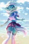  2018 5_fingers absurd_res amber_eyes anthro beach camel_toe clothed clothing cloud cute equine eyebrows eyelashes female friendship_is_magic fully_clothed green_hair hair half-closed_eyes hi_res holivi horn legwear looking_at_viewer looking_back lyra_heartstrings_(mlp) mammal multicolored_hair my_little_pony open_mouth open_smile outside panties portrait rear_view school_uniform sea seaside signature skirt sky smile socks standing thigh_gap thigh_highs three-quarter_portrait two_tone_hair underwear unicorn uniform water white_hair 