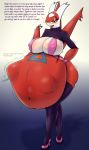  anthro belly big_belly breasts deep_navel dialogue digestion drpolice english_text female hyper hyper_belly latias lattie legendary_pok&eacute;mon navel nintendo nipple_bulge pok&eacute;mon pok&eacute;mon_(species) text video_games vore 