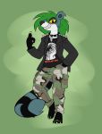  2018 black_fur dimitri_(sodamongoose) fur green_hair hair herpestid male mammal metal_(artist) mongoose punk solo white_fur 