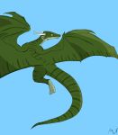  dragon feral flying green_skin hondra horn reptile scalie simple_background smile solo wings youmadsin 