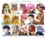  4girls 6+boys absurdres animal_ears antlers arknights artist_name bakemono_no_ko baldur's_gate baldur's_gate_3 bara bayonetta bayonetta_(series) bear_boy bear_ears beard beard_stubble black_hair black_vest blush character_name character_request check_translation closed_mouth colored_tips commentary copyright_request cow_ears cow_horns cross_scar dark-skinned_female dark_skin dragon_boy dragonborn_(d&amp;d) dungeons_&amp;_dragons ear_piercing earrings facial_hair fangs fangs_out fiery_horns finger_heart followers_favorite_challenge glasses goatee grey_hair headband highres himemiya_anthy hood hood_down hood_up horns huai_tianpei_(arknights) hung_(arknights) jewelry jojo_no_kimyou_na_bouken kekkai_sensen klaus_von_reinhertz komainu_boy komainu_ears korean_text kounosuke_kuri kumatetsu looking_at_viewer looking_to_the_side morenatsu multicolored_hair multiple_boys multiple_drawing_challenge multiple_girls muscular muscular_male necktie one_eye_closed open_mouth otter_(produce_pandas) partially_translated pectorals piercing pink_hair produce_pandas profile purple_hair raccoon_boy raccoon_ears real_life red_hair red_necktie round_eyewear scar scar_on_chest shirt shoujo_kakumei_utena single_horn smile sparkle stubble sweat tarjumdad_(threefold_recital) tenjou_utena the_dark_urge_(baldur's_gate) threefold_recital tiger_boy tiger_ears tiger_stripes tokyo_afterschool_summoners tongue tongue_out towel towel_around_neck translation_request trish_una upper_body vento_aureo vest wakan_tanka wasp_(anthyutena) whiskers white_background white_shirt yellow_headband 
