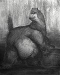  ambiguous_gender bd belly big_belly feral fur greyscale leaning mammal monochrome navel nude overweight overweight_ambiguous pencil_(artwork) slightly_chubby solo traditional_media_(artwork) unknown_species whiskers 