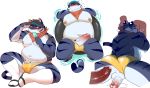  2018 barazoku bird&#039;s-eye_view blush bulge clothed clothing collage cum cum_bridge cum_on_penis feline fellatio high-angle_view humanoid_penis inner_tube kemono male male/male mammal muscular neckerchief obese oral overweight partially_clothed penis precum sex sheeporwolf simple_background socks_with_sandals speedo steam sweat swimsuit tiger white_background 