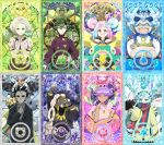  4boys 4girls absurdres adjusting_clothes adjusting_necktie altaria aqua_eyes aqua_hair aqua_nails backwards_hat bald banette baseball_cap beard beartic bellibolt black_hair black_hat black_jacket blue_hair border bow-shaped_hair brassius_(pokemon) brown_hat brown_shirt cetitan cetoddle closed_eyes closed_mouth collared_shirt commentary_request crabominable crossed_arms dark-skinned_female dark_skin dress dudunsparce earrings espathra eyelashes facial_hair farigiraf fingernails florges florges_(red_flower) gardevoir gloves greavard green_eyes green_hair grey_hat grey_shirt grusha_(pokemon) hair_bun hair_ornament hand_in_pocket hand_on_own_hip hat highres holding holding_microphone houndstone icicle iono_(pokemon) jacket jewelry katy_(pokemon) kofu_(pokemon) komala larry_(pokemon) lightning_bolt_symbol lips lipstick long_sleeves luxio makeup microphone mismagius mole mole_under_eye multicolored_hair multiple_boys multiple_girls nail_polish necktie nymble open_mouth orange_eyes orange_pupils own_hands_together petilil pink_hair poke_ball_theme pokemon pokemon_(creature) pokemon_sv purple_hair purple_shirt ryme_(pokemon) scarf scarf_over_mouth sharp_teeth shirt short_sleeves single_hair_bun smile smoliv spiked_hair star_(symbol) staraptor sudowoodo suit tarountula teddiursa teeth terastallization thick_eyebrows toxtricity toxtricity_(low_key) tulip_(pokemon) two-tone_hair two-tone_scarf unibrow upper_teeth_only user_njye5485 veluza watermark wattrel white_dress white_gloves white_hair wugtrio 