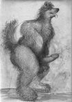  anthro balls bd belly big_penis canine cum cumshot ejaculation erection fur greyscale holding_balls looking_pleasured male mammal monochrome nude orgasm pencil_(artwork) penis shaggy_fur slightly_chubby smile solo standing tongue tongue_out traditional_media_(artwork) 