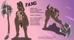  axe breasts english_text fang_(ucrodevil) female gnoll mammal meatboom melee_weapon muscular muscular_female nude pubes pussy text weapon 