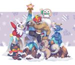  ambiguous_gender avian beak bird blue_eyes bulge canine christmas cute delibird feathers feral festive holidays litten mammal masked_royal nintendo open_mouth pok&eacute;mon pok&eacute;mon_(species) popplio professor_kukui rockruff rowlet singing smile snow staryu tongue tongue_out un0sk video_games 