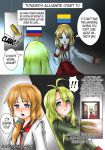  annamakko-tan bangs crying crying_with_eyes_open door jewelry long_hair multiple_girls open_mouth original real_life ring russia russian_flag tears ukraine ukrainian_flag 