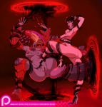  2016 5_fingers alraune_(bayonetta) anus areola armwear bayonetta bayonetta_(character) beauty_mark big_breasts big_penis black_hair breasts clothed clothing collar covered_eyes demon detached_sleeves digital_media_(artwork) disembodied_penis duo_focus ear_piercing erect_nipples erection eyewear female female/female female_on_humanoid flower footwear glasses grin group hair hand_behind_head hand_on_penis high_heels huge_penis human human_on_humanoid humanoid hyper hyper_penis imminent_sex long_nails male mammal mostly_nude navel nipples open_mouth patreon penis piercing plant pussy raised_arm restrained rose shoes slb smile spiked_penis spread_legs spreading teeth tongue tongue_out video_games 