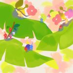  black_eyes blue_eyes blue_pikmin blue_skin blueberry carrying climbing closed_eyes colored_skin commentary creature creature_focus english_commentary flower flying food fruit highres ieafy lying no_humans no_mouth on_back oversized_food oversized_object palm_leaf pikmin_(creature) pikmin_(series) pink_skirt pointy_ears pointy_nose red_pikmin red_skin sharing_food sitting skirt sleeping solid_circle_eyes twig white_background white_flower winged_pikmin yellow_pikmin yellow_skin 