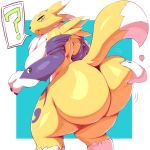  2018 ? anthro big_breasts big_butt breasts butt butt_grab digimon digital_media_(artwork) disembodied_hand female hand_on_butt huge_butt renamon slightly_chubby solo_focus thick_thighs trinity-fate62 