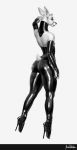  2018 anthro armwear ballerina ballet ballet_boots big_butt butt cervine clothed clothing digital_media_(artwork) elbow_gloves eyelashes footwear girly gloves high_heels lips looking_at_viewer male mammal pixelsketcher rubber shoes simple_background smile solo standing thick_thighs tight_clothing wide_hips 