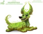  alien ambiguous_gender black_eyes canine cryptid-creations dalmatian dog feral fur green_fur humor mammal multi_leg multi_limb open_mouth pun solo 