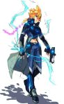  1boy azure_striker_gunvolt blonde_hair gun gunvolt weapon 