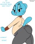  2018 anthro big_butt butt cartoon_network cat clothed clothing feline fur gumball_watterson habbodude huge_butt looking_at_viewer male mammal solo the_amazing_world_of_gumball thick_thighs whiskers wide_hips 