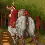 1:1 2025 animal_genitalia antlers anus big_breasts bow_tie breasts centaur clitoral_winking clitoris equid equid_taur equine_anus equine_genitalia european_mythology eyewear female forest fur genitals glasses greek_mythology grey_body grey_fur grey_hair hair hi_res hood hooves horn horseshoe humanoid_taur looking_at_viewer looking_back mammal mammal_taur markings mythology plant presenting puffy_anus smile solo spots spotted_body taur teats tree udders zuckergelee