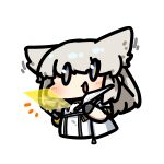  1girl animal_ears arknights arknights:_endfield bird_ears bird_girl black_gloves blue_eyes blush commentary_request cropped_torso dress english_commentary gloves jacket kagami_kino long_hair looking_at_viewer mixed-language_commentary open_clothes open_jacket open_mouth perlica_(arknights) sleeveless sleeveless_dress smile solo transparent_background white_dress white_jacket 