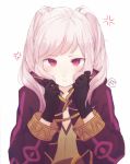  aftergardens anger_vein blush closed_mouth coat commentary female_my_unit_(fire_emblem:_kakusei) fire_emblem fire_emblem:_kakusei furrowed_eyebrows gloves gold_trim long_hair looking_at_viewer my_unit_(fire_emblem:_kakusei) pout puffy_cheeks red_eyes robe silver_hair solo twintails white_hair 