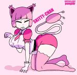  animal_humanoid big_breasts big_butt breasts butt clothing feline female hair humanoid legwear mammal nintendo pink_hair pok&eacute;mon pok&eacute;mon_(species) pongldr simple_background skitty stockings tail_hand thigh_highs video_games voluptuous 