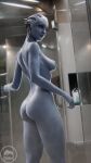 2025 3d_(artwork) alien alien_humanoid areola asari bathroom bioware blue_body blue_eyes blue_skin breasts butt digital_media_(artwork) electronic_arts female ferdinandtw00 glass_door hi_res humanoid inside liara_t'soni mass_effect nipples not_furry nude shower side_boob solo