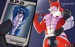 16:10 anthro ball_gag bodily_fluids captured clothed clothing cybernetic_arm cybernetic_limb dayne_(power_rangers) doggie_kruger duo gag hi_res iudicium86 jockstrap jockstrap_only male male/male muscular musk power_rangers power_rangers_spd sweat topless underwear underwear_only widescreen