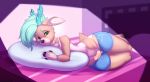  anthro bed bedroom blue_hair cervine clothing cute figmandor girly hair hi_res looking_at_viewer male mammal panties pants penis solo underwear zoyler 