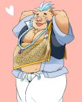  belly blush boar clothed clothing clothing_lift facial_hair gouryou hands_behind_head jewelry male mammal mohawk musclegut necklace nunutaro3 porcine pose shirt shirt_lift sideburns slightly_chubby teasing tokyo_afterschool_summoners tongue topless tusks 