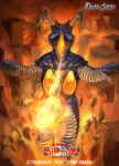  alien antennae battle_spirits black_skin carapace colored_skin copyright_logo copyright_name copyright_notice destruction fire fireball giant giant_monster kaiju logo monster official_art shousuke_(skirge) solo tokusatsu ultra_series ultraman_(1st_series) yellow_eyes zetton 